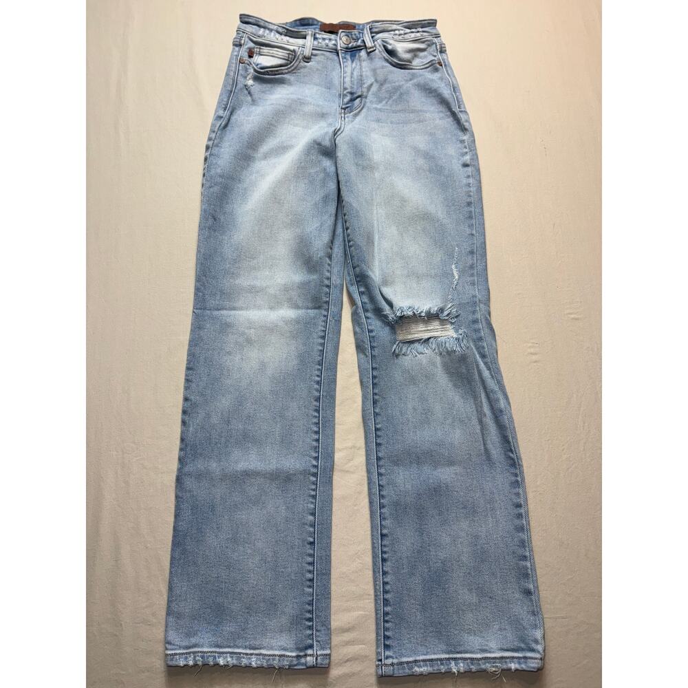 Womens Judy Blue Straight Fit Distressed Jeans‎ Size 6/27 Stretch Denim
